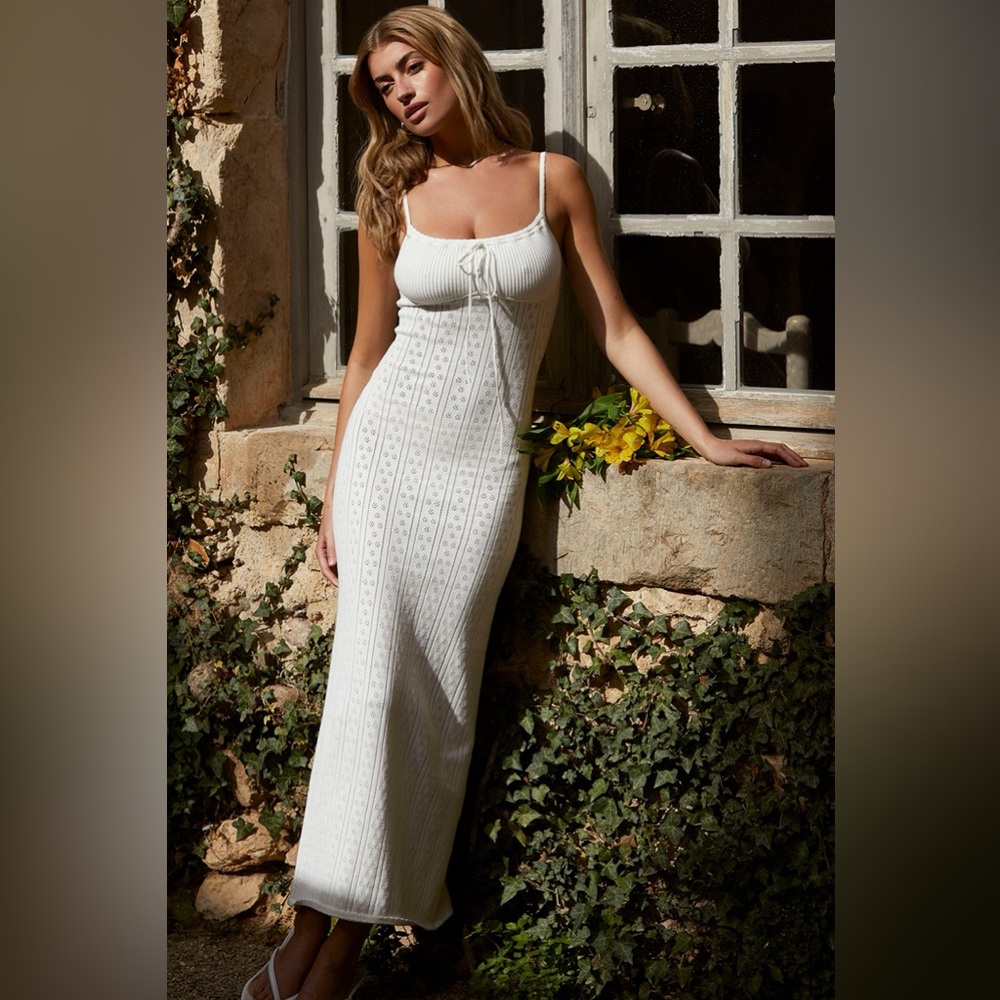 House of CB MYLA White Knit Maxi Dress women’s size XS NWT